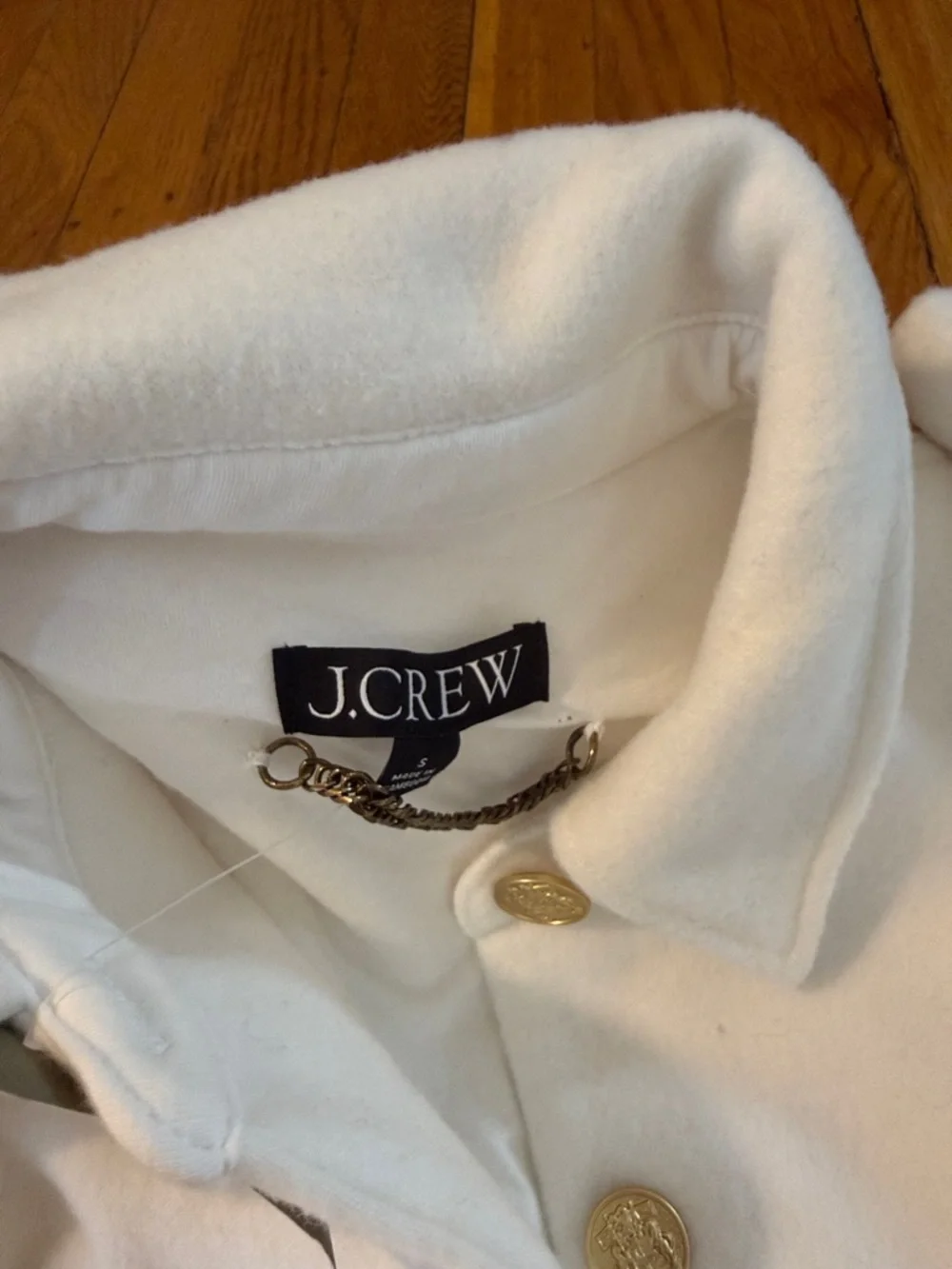 NWT J. Crew Cream IVORy Button-Front Cropped lady Jacket poly wool blend size S